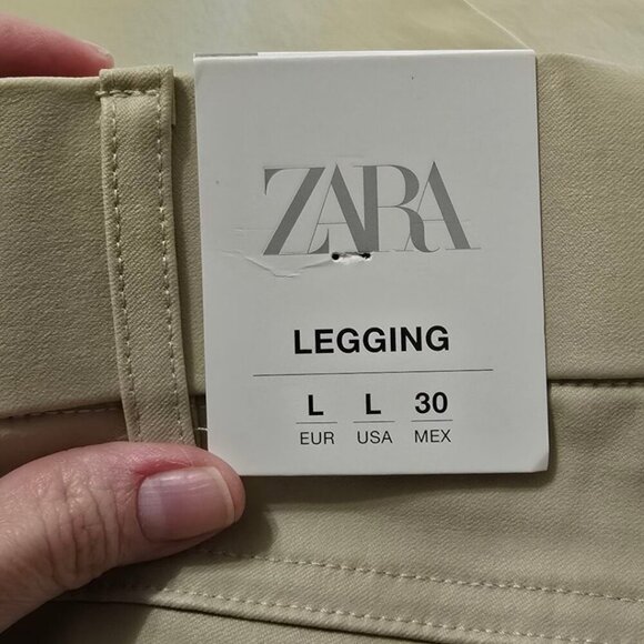Zara NWT High Rise Bootcut Coated Leggings In Tan Sz L - Picture 11 of 14